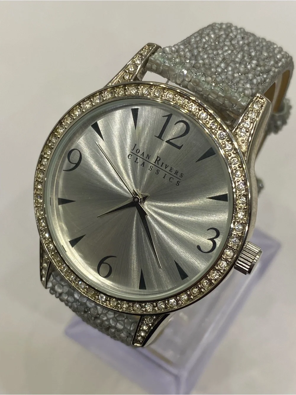Men’s * Joan Rivers   *** Silver Tone Crystal Bezel ^^^ Iced *** Slate Grey ^^^